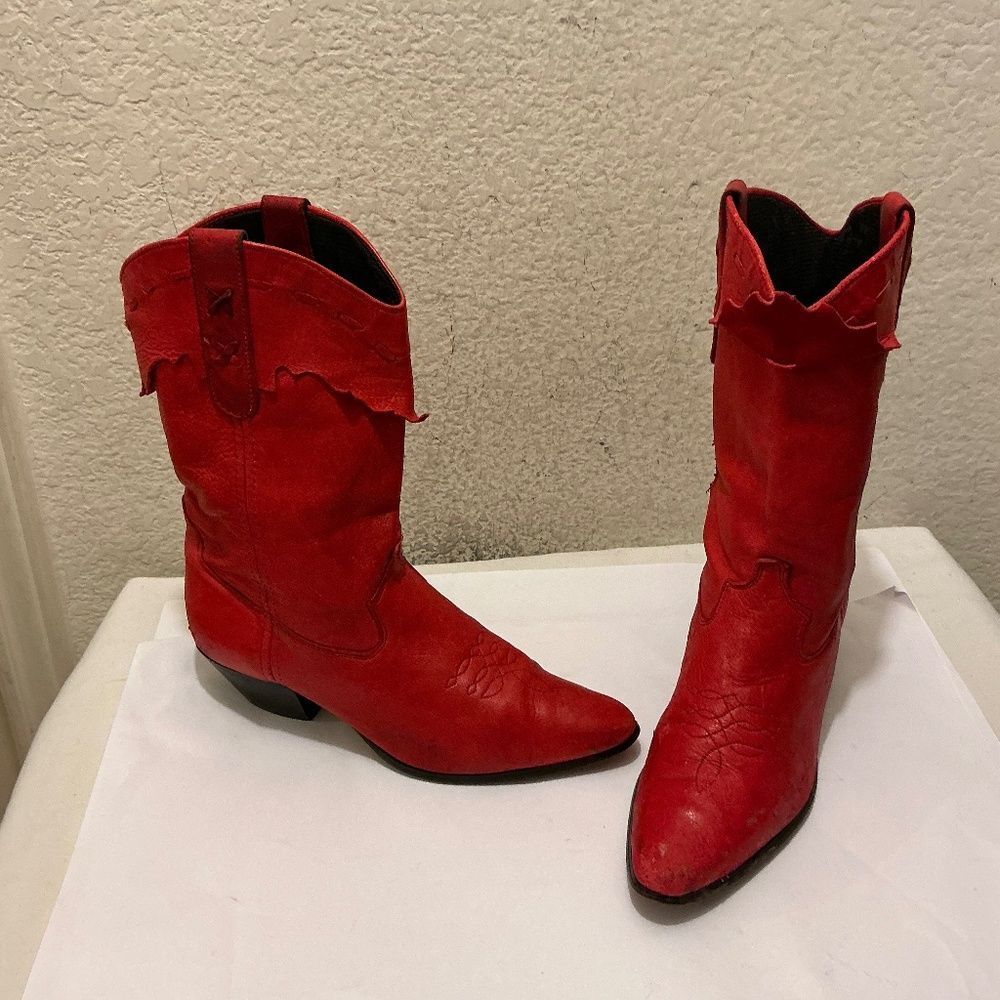 LAREDO Vintage Soft Leather Women's Cowboy Boots red  Size 8.5